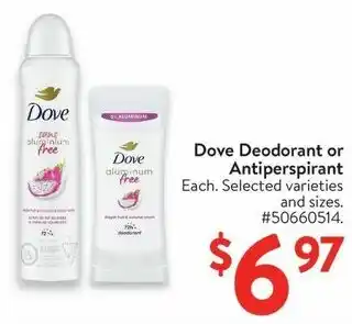 Walmart Dove Deodorant or Antiperspirant offer