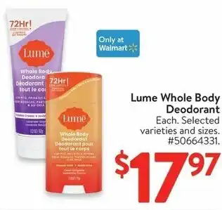 Walmart Lume Whole Body Deodorant offer