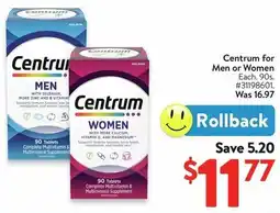 Walmart Centrum for Men or Women offer