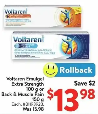 Walmart Voltaren Emulgel Extra Strength or Back & Muscle Pain offer