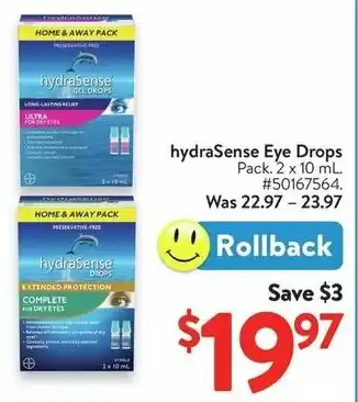 Walmart hydraSense Eye Drops offer