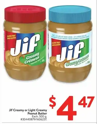 Walmart Jif Creamy or Light Creamy Peanut Butter offer