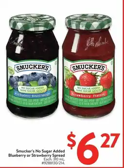 Walmart Smucker's No Sugar Added Blueberry or Strawberry Spread offer