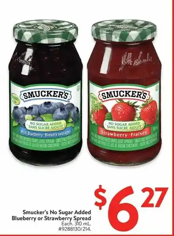 Walmart Smucker's No Sugar Added Blueberry or Strawberry Spread offer