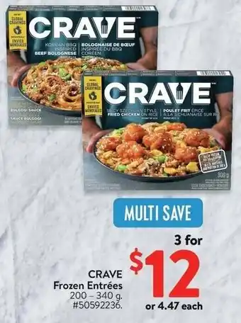 Walmart CRAVE Frozen Entrées offer