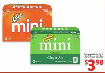 Walmart Schweppes Ginger Ale or Crush Orange Mini Cans offer