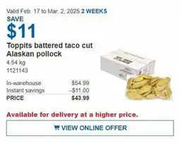 Costco Toppits battered taco cut Alaskan pollock offer