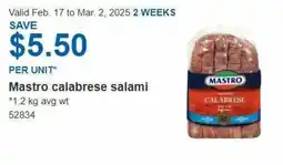 Costco Mastro calabrese salami offer