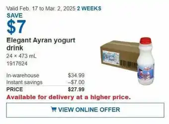 Costco Elegant Ayran yogurt drink offer