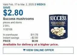 Costco Success mushrooms offer