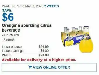 Costco Orangina sparkling citrus beverage offer