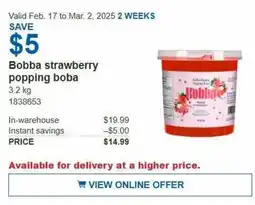 Costco Bobba strawberry popping boba offer