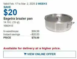 Costco Sagetra brazier pan offer