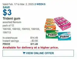 Costco Trident gum offer