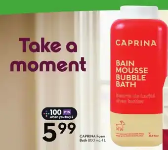 Sobeys Caprina foam bath offer