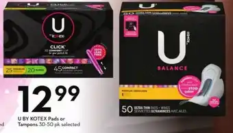 Sobeys U by kotex pads or tampons offer