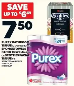 Loblaws Purex bathroom tissue spongetowels paper towels or scotties facial tissue offer