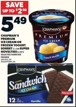 Loblaws Chapman's premium ice cream or frozen yogurt and sorbet offer