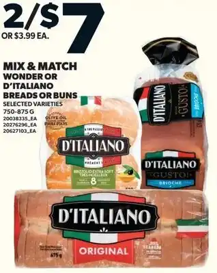 Loblaws Mix & match wonder or d'italiano breads or buns offer