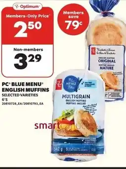 Loblaws PC blue menu english muffins offer