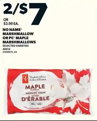 Loblaws NO NAME MARSHMALLOW OR PC MAPLE MARSHMALLOWS offer