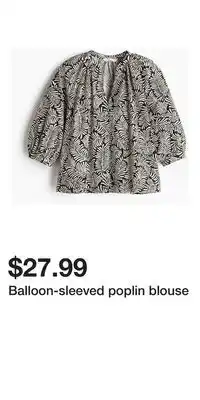 H&M Balloon-sleeved poplin blouse offer