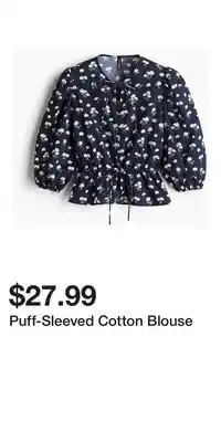 H&M Puff-Sleeved Cotton Blouse offer