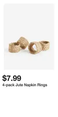 H&M 4-pack Jute Napkin Rings offer