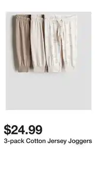 H&M 3-pack Cotton Jersey Joggers offer