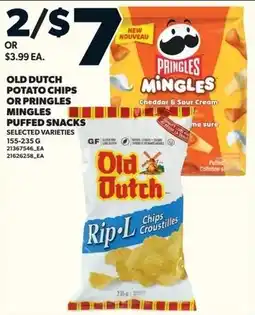 Loblaws Old dutch potato chips or pringles mingles puffed snacks offer