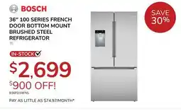 Goemans Appliances BOSCH 36'' 100 SERIES FRENCH DOOR BOTTOM MOUNT BRUSHED STEEL REFRIGERATOR offer