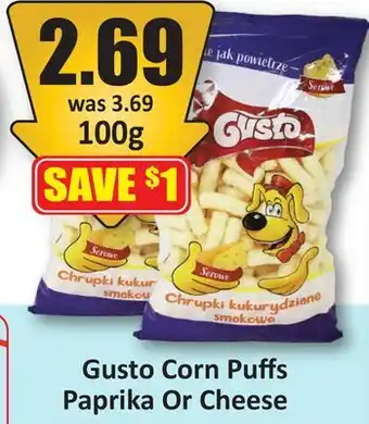 Starsky Gusto Corn Puﬀs Paprika Or Cheese offer