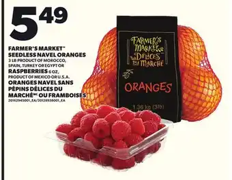 Independent City Market FARMER'S MARKET SEEDLESS NAVEL ORANGES, 3 LB OR RASPBERRIES 6 OZ offer