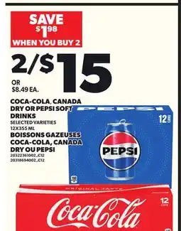 Independent City Market COCA-COLA, CANADA DRY OR PEPSI SOFT DRINKS, 12X355 ML offer