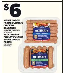 Independent City Market MAPLE LODGE FARMS ULTIMATE CHICKEN SAUSAGES, 375/500 G offer