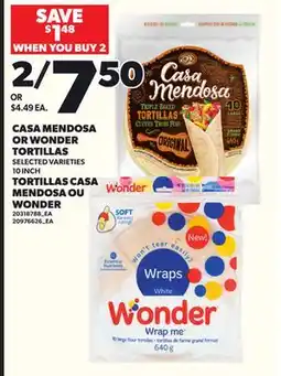 Independent City Market CASA MENDOSA OR WONDER TORTILLAS, 10 INCH offer