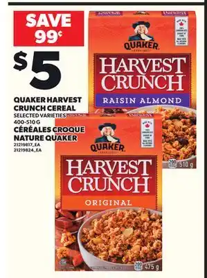 Independent City Market QUAKER HARVEST CRUNCH CEREAL, 400-510 G offer