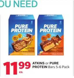 Rexall ATKINS or PURE PROTEIN Bars 5-6 Pack offer