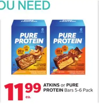 Rexall ATKINS or PURE PROTEIN Bars 5-6 Pack offer