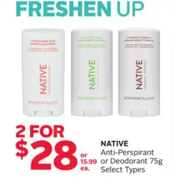 Rexall NATIVE Anti-Perspirant or Deodorant offer