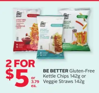 Rexall BE BETTER Gluten-Free Kettle Chips 142g or Veggie Straws 142g offer