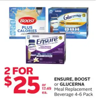 Rexall ENSURE, BOOST or GLUCERNA Meal Replacement Beverage 4-6 Pack offer