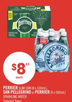 Shoppers Drug Mart PERRIER SLIM CAN (8 x 330mL), SAN PELLEGRINO or PERRIER (6 x 500mL) SPARKLING WATER offer