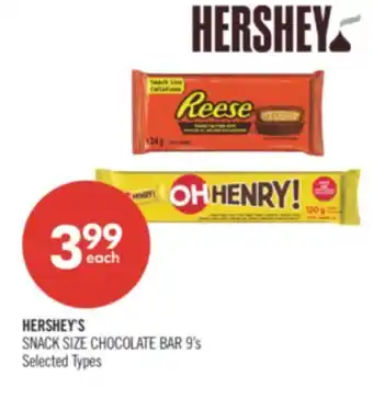 Shoppers Drug Mart HERSHEY'S SNACK SIZE CHOCOLATE BAR 9's offer