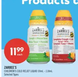 Shoppers Drug Mart ZARBEE'S CHILDREN'S COLD RELIEF LIQUID offer