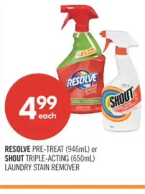 Shoppers Drug Mart RESOLVE PRE-TREAT (946mL) or SHOUT TRIPLE-ACTING (650mL) LAUNDRY STAIN REMOVER offer