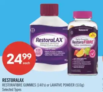 Shoppers Drug Mart RESTORALAX RESTORAFIBRE GUMMIES (140's) or LAXATIVE POWDER (510g) offer