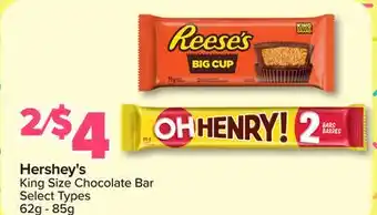 PharmaChoice Hershey's King Size Chocolate Bar offer