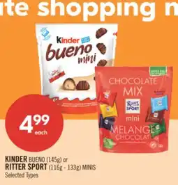 Shoppers Drug Mart KINDER BUENO (145g) or RITTER SPORT (116g - 133g) MINIS offer