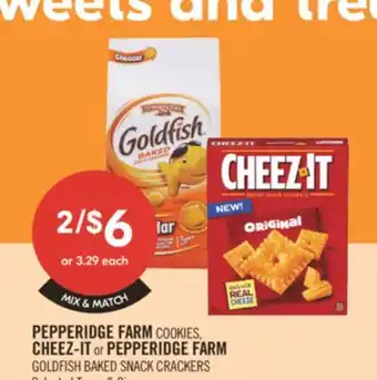 Shoppers Drug Mart PEPPERIDGE FARM COOKIES, CHEEZ-IT or PEPPERIDGE FARM GOLDFISH BAKED SNACKS CRACKERS offer